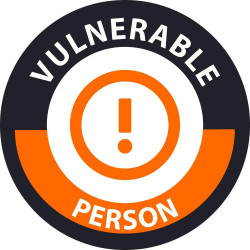 NMC HH173 Vulnerable Person Emblem, 2" Dia, Adhesive Backed Vinyl, 25/Pk