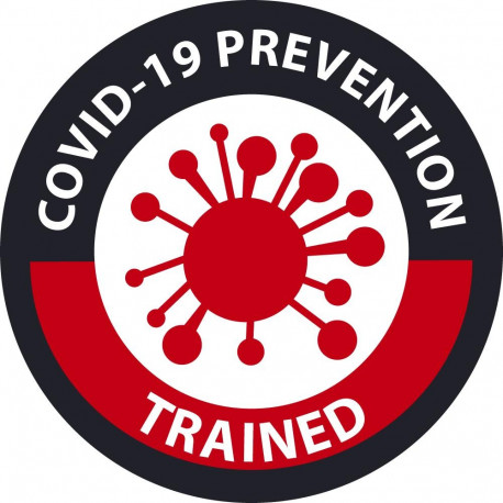 NMC HH174 Covid-19 Prevention Trained Emblem, 2" Dia, Adhesive Backed Vinyl, 25/Pk