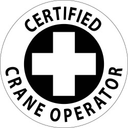 NMC HH Certified Crane Operator Hard Hat Emblem, 2" Dia, 25/Pk