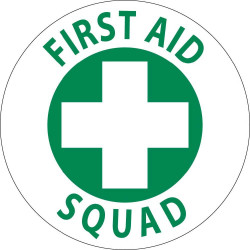 NMC HH41 First Aid Squad Hard Hat Emblem, 2" Dia, Adhesive Backed Vinyl, 25/Pk