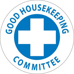 NMC HH43 Good Housekeeping Committee Hard Hat Emblem, 2" Dia, Adhesive Backed Vinyl, 25/Pk