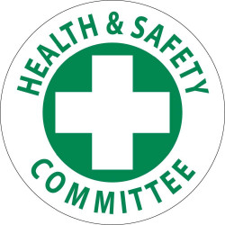 NMC HH46 Health & Safety Committee Hard Hat Emblem, 2" Dia, Adhesive Backed Vinyl, 25/Pk