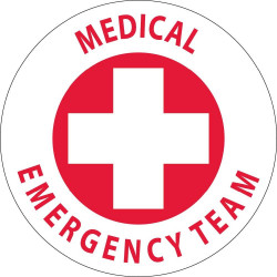 NMC HH Medical Emergency Team Hard Hat Emblem, 2" Dia, 25/Pk