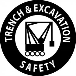 NMC HH54 Trench & Excavation Safety Hard Hat Emblem, 2" Dia, Adhesive Backed Vinyl, 25/Pk