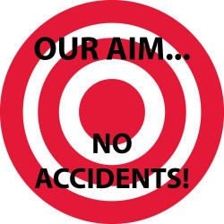 NMC HH57 Our Aim No Accidents Hard Hat Emblem, 2" Dia, Adhesive Backed Vinyl, 25/Pk