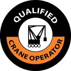 NMC HH Qualified Crane Operator Hard Hat Emblem, 2" Dia, 25/Pk
