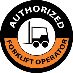 NMC HH Authorized Forklift Operator Hard Hat Emblem, 2" Dia, 25/Pk