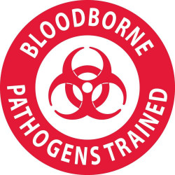 NMC HH Blood Bourne Pathogens Trained Hard Hat Emblem, 2" Dia, 25/Pk