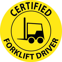 NMC HH Certified Forklift Driver Hard Hat Emblem, 2" Dia, 25/Pk