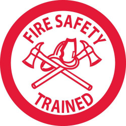 NMC HH Fire Safety Trained Hard Hat Emblem, 2" Dia, 25/Pk