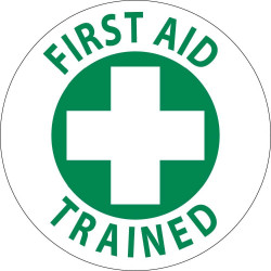 NMC HH First Aid Trained Hard Hat Emblem, 2" Dia, 25/Pk