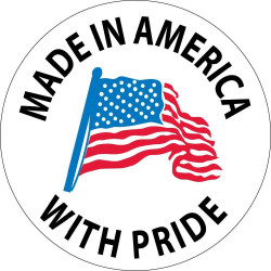 NMC HH75 Made In America With Pride Hard Hat Emblem, 2" Dia, Adhesive Backed Vinyl, 25/Pk