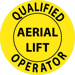 NMC HH Qualified Aerial Lift Operator Hard Hat Emblem, 2" Dia, 25/Pk