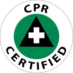 NMC HH CPR Certified Hard Hat Emblem, 2" Dia, 25/Pk