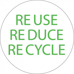 NMC HH99 Reduce Reuse Recycle Hard Hat Emblem, 2" Dia, Adhesive Backed Vinyl, 25/Pk