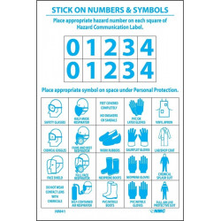 NMC HM41 Personal Protection Numbers & Symbols Right-To-Know Label, 6" x 4", Adhesive Backed Vinyl, 10/Pk