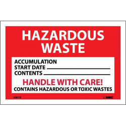 NMC HW Hazardous Waste Handle With Care Label, 4" x 6"