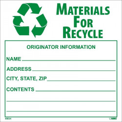 NMC HW34 Material For Recycle Label, 6" x 6", 500/Roll