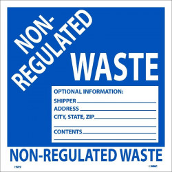 NMC HW9 Non-Regulated Waste Labels, 6" x 6"