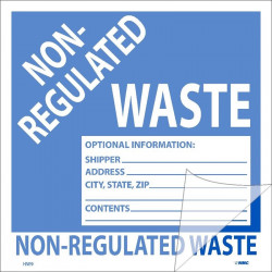 NMC HW9SL5 Self-Laminating Labels, Non-Regulated Waste, 6" x 6", PS Vinyl, 5/Pk