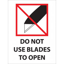 NMC IHL16AL International Shipping Label, Do Not Use Blades To Open, 4" x 3", PS Paper, 500/Roll