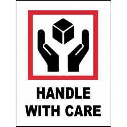 NMC IHL7AL International Shipping Label, Handle With Care, 4" x 3", PS Paper, 500/Roll