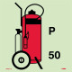 NMC IMO121 Fire Extinguisher Powder Wheeled Symbol, IMO Label, 6" x 6"