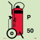 NMC IMO121 Fire Extinguisher Powder Wheeled Symbol, IMO Label, 6" x 6"