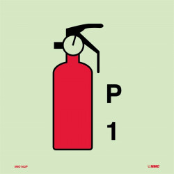 NMC IMO162 Fire Extinguisher Powder P1 Symbol, IMO Label, 6" x 6"