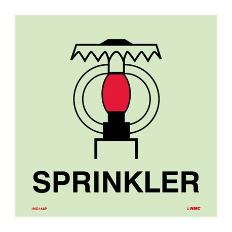 NMC IMO168 Space Protected By Sprinkler Symbol, IMO Label, 6" x 6"