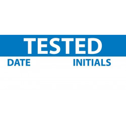 NMC INL11 Tested Inspection Label, Blue/Wht, 1" x 2.25", Adhesive Backed Vinyl (27 Labels)