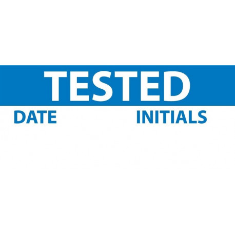 NMC INL11 Tested Inspection Label, Blue/Wht, 1" x 2.25", Adhesive Backed Vinyl (27 Labels)