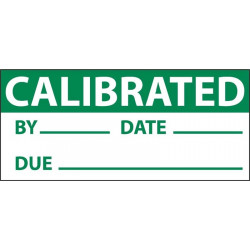NMC INL3 Calibrated Inspection Label, Grn/Wht, 1" x 2.25", Adhesive Backed Vinyl (27 Labels)