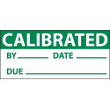 NMC INL3 Calibrated Inspection Label, Grn/Wht, 1" x 2.25", Adhesive Backed Vinyl (27 Labels)