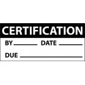 NMC INL5 Certification Inspection Label, Blk/Wht, 1" x 2.25", Adhesive Backed Vinyl (27 Labels)