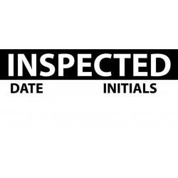 NMC INL7 Inspected Inspection Label, Blk/Wht, 1" x 2.25", Adhesive Backed Vinyl (27 Labels)