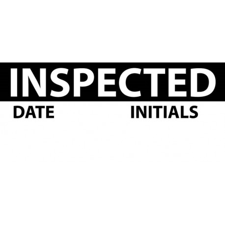NMC INL7 Inspected Inspection Label, Blk/Wht, 1" x 2.25", Adhesive Backed Vinyl (27 Labels)