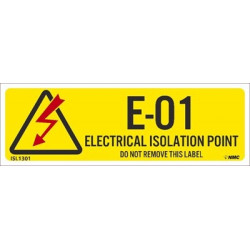 NMC ISL Energy Isolation - Electrical Isolation Point Label, Adhesive Backed Vinyl, 10/Pk