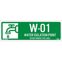 NMC ISL Energy Isolation - Water Isolation Point Label, Adhesive Backed Vinyl, 10/Pk