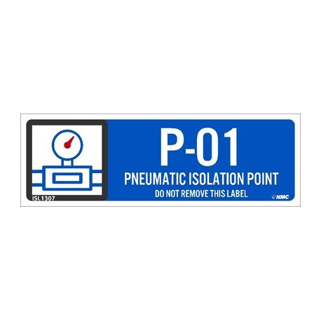 NMC ISL Energy Isolation - Pneumatic Isolation Point Label, Adhesive Backed Vinyl, 10/Pk