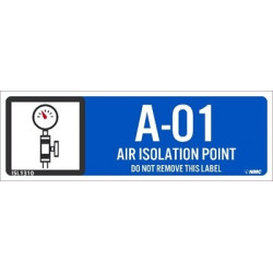 NMC ISL Energy Isolation - Air Isolation Point Label, Adhesive Backed Vinyl, 10/Pk