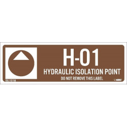 NMC ISL Energy Isolation - Hydraulic Isolation Point Label, Adhesive Backed Vinyl, 10/Pk