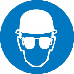 NMC ISO Graphic Wear Head & Eye Protection ISO Label, Adhesive Backed Vinyl
