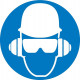NMC ISO Graphic Wear Head Hearing & Eye Protection ISO Label, Adhesive Backed Vinyl