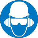 NMC ISO Graphic Wear Head Hearing & Eye Protection ISO Label, Adhesive Backed Vinyl