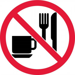 NMC ISO Graphic For No Eating Or Drinking ISO Label, Adhesive Backed Vinyl