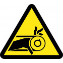 NMC ISO Belt Drive Entanglement Hazard ISO Label, Adhesive Backed Vinyl
