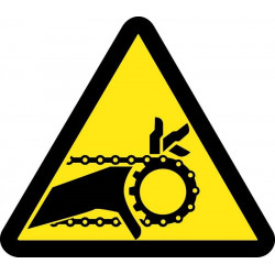 NMC ISO Chain Drive Entanglement Hazard ISO Label, Adhesive Backed Vinyl