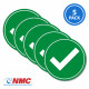 NMC ISO Graphic, Green Check Mark ISO Label, Adhesive Backed Vinyl, 5/Pk