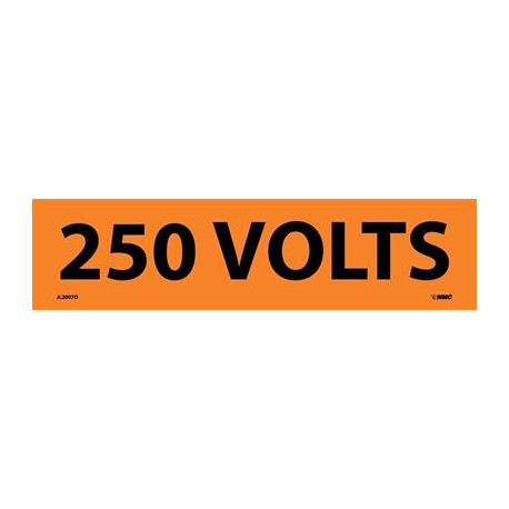 NMC 2007O 250 Volts Electrical Marker Label, Adhesive Backed Vinyl,25/Pk